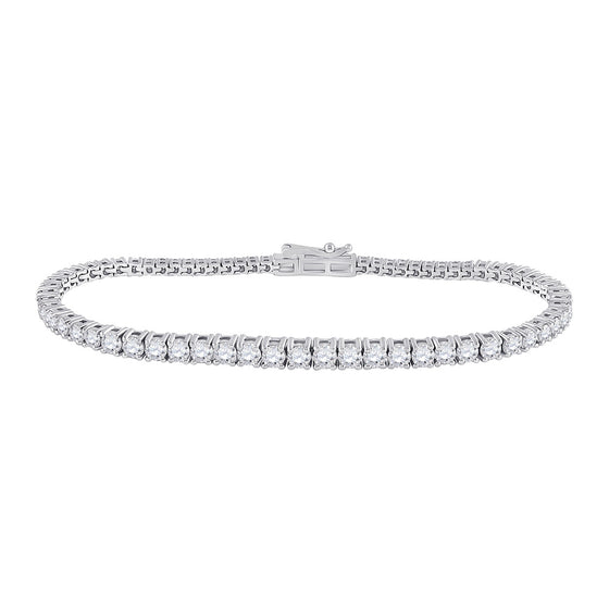 14k White Gold Womens Round Diamond Single Row Tennis Bracelet 4 Cttw