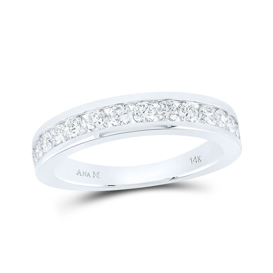 14k White Gold Womens Round Diamond Wedding Single Row Band 3/4 Cttw