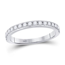  14k White Gold Womens Round Diamond Wedding Single Row Band 1/3 Cttw