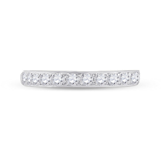 14k White Gold Womens Round Diamond Wedding Single Row Band 1/2 Cttw