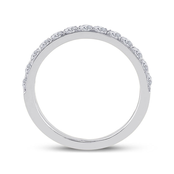 14k White Gold Womens Round Diamond Wedding Single Row Band 1/2 Cttw