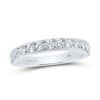 14k White Gold Womens Round Diamond Wedding Single Row Band 1/2 Cttw