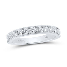  14k White Gold Womens Round Diamond Wedding Single Row Band 1/2 Cttw