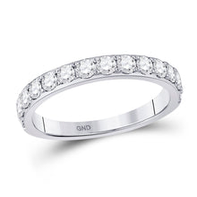  14k White Gold Womens Round Diamond Wedding Single Row Band 3/4 Cttw
