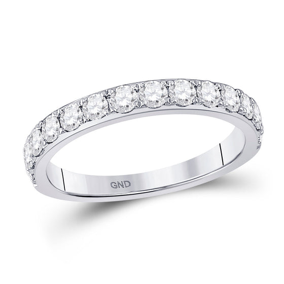 14k White Gold Womens Round Diamond Wedding Single Row Band 3/4 Cttw