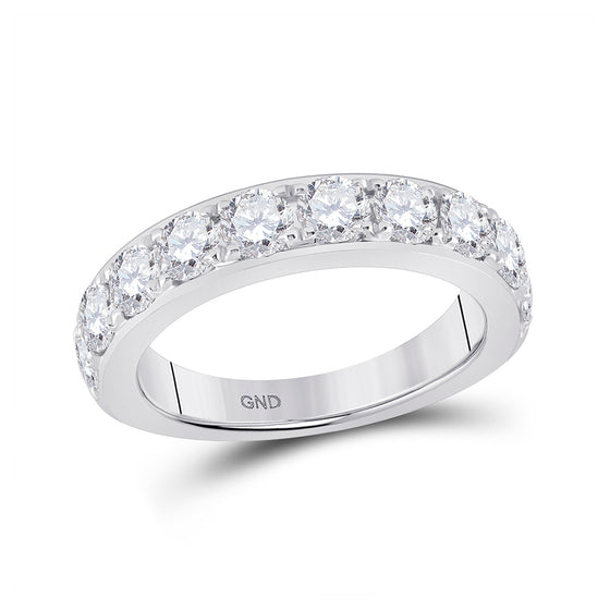 14k White Gold Womens Round Diamond Single Row Band Ring 1-3/4 Cttw