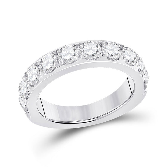 14k White Gold Womens Round Diamond Single Row Band Ring 2 Cttw