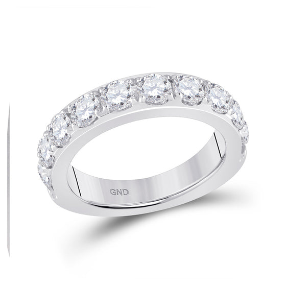 14k White Gold Womens Round Diamond Single Row Band Ring 2 Cttw