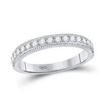  14k White Gold Womens Round Diamond Wedding Single Row Band 1/3 Cttw