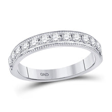  14k White Gold Womens Round Diamond Single Row Band Ring 1/2 Cttw