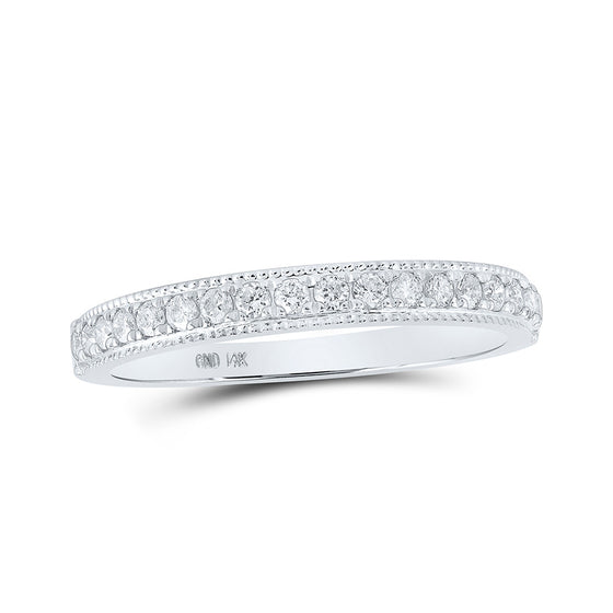 14k White Gold Womens Round Diamond Single Row Band Ring 1/4 Cttw