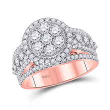  14k Rose Gold Round Diamond Cluster Bridal Wedding Engagement Ring 2 Cttw