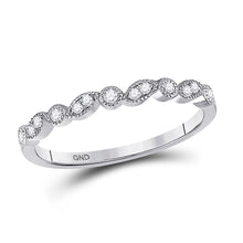  10k White Gold Womens Round Diamond Stackable Band Ring 1/10 Cttw
