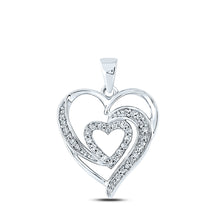  10k White Gold Womens Round Diamond Heart Pendant 1/6 Cttw