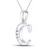 10k White Gold Womens Round Diamond C Letter Pendant 1/20 Cttw