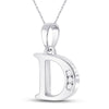 10k White Gold Womens Round Diamond D Initial Letter Pendant 1/20 Cttw