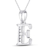 10k White Gold Womens Round Diamond E Initial Letter Pendant 1/20 Cttw