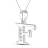 10k White Gold Womens Round Diamond F Initial Letter Pendant 1/20 Cttw