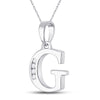 10k White Gold Womens Round Diamond G Initial Letter Pendant 1/20 Cttw