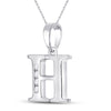 10k White Gold Womens Round Diamond H Initial Letter Pendant 1/20 Cttw