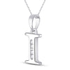 10k White Gold Womens Round Diamond I Initial Letter Pendant 1/20 Cttw