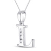 10k White Gold Womens Round Diamond L Initial Letter Pendant 1/20 Cttw