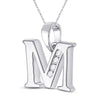 10k White Gold Womens Round Diamond M Initial Letter Pendant 1/20 Cttw