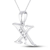 10k White Gold Womens Round Diamond X Initial Letter Pendant 1/20 Cttw