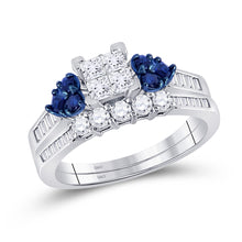  10k White Gold Princess Diamond Bridal Wedding Ring Band Set 1/2 Cttw