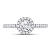 14k White Gold Round Diamond Halo Bridal Wedding Engagement Ring 3/4 Cttw