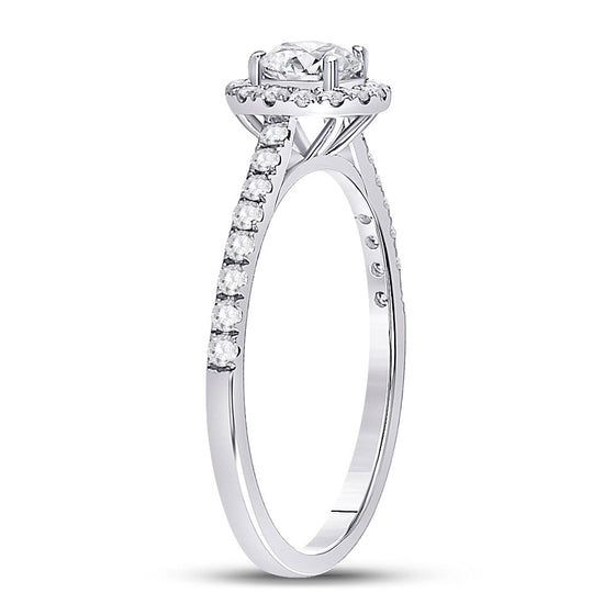 14k White Gold Round Diamond Halo Bridal Wedding Engagement Ring 3/4 Cttw