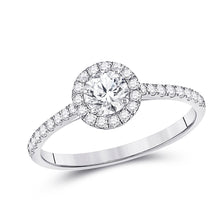  14k White Gold Round Diamond Halo Bridal Wedding Engagement Ring 3/4 Cttw