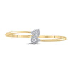 14k Yellow Gold Womens Round Diamond Bypass Cluster Pear Bracelet 1/2 Cttw