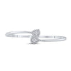14k White Gold Womens Round Diamond Bypass Cluster Pear Bracelet 1/2 Cttw