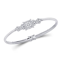  14k White Gold Womens Round Diamond Fashion Cluster 5-stone Bracelet 3/4 Cttw