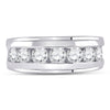 14k White Gold Mens Round Diamond Single Row Band Ring 2 Cttw