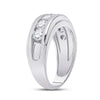 14k White Gold Mens Round Diamond Single Row Band Ring 2 Cttw