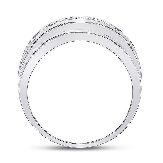 14k White Gold Mens Round Diamond Single Row Band Ring 2 Cttw