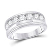 14k White Gold Mens Round Diamond Single Row Band Ring 2 Cttw