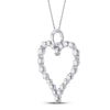 14k White Gold Womens Round Diamond Outline Heart Pendant 1 Cttw