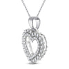14k White Gold Womens Round Diamond Heart Pendant 3/8 Cttw