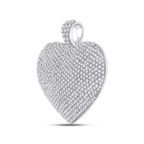 14k White Gold Womens Round Diamond Charmed Heart Pendant 2 Cttw