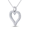 14k White Gold Womens Round Diamond Outline Heart Pendant 1 Cttw