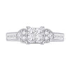 14k White Gold Womens Princess Diamond Square Heart Cluster Ring 3/4 Cttw