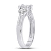 14k White Gold Womens Princess Diamond Square Heart Cluster Ring 3/4 Cttw
