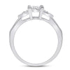 14k White Gold Womens Princess Diamond Square Heart Cluster Ring 3/4 Cttw