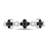 10k White Gold Womens Round Black Color Enhanced Diamond Clover Band Ring 1/4 Cttw