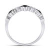 10k White Gold Womens Round Black Color Enhanced Diamond Clover Band Ring 1/4 Cttw