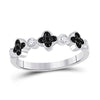 10k White Gold Womens Round Black Color Enhanced Diamond Clover Band Ring 1/4 Cttw