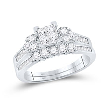  10k White Gold Princess Diamond Bridal Wedding Ring Band Set 1 Cttw